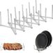 Spareribs houder grill 3 pijlers ribbenhouder pannendekselhouder roestvrij staal dekselhouder verstelbare servieshouder pot deksel organizer voor braden houtskoolgrill BBQ barbecues barbecuefeestjes