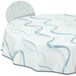 Wasdoek tafelkleed, afwasbaar, onderhoudsvriendelijk, waterafstotend, lotuseffect, voor buiten, tuintafelkleed, golven, blauw, rond, 140 cm, met zoom, omzoomd