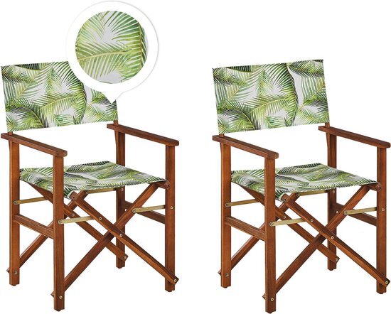 CINE - Tuinstoel set van 2 - Groen/Wit/Bladeren - Polyester