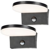 Rabalux Lampe murale d'extérieur avec détecteur de mouvement, 2x, 9 Watt, noir, modèle Batida