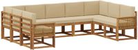 vidaXL - Buiten - bank - set - 9 - st - Natuurlijk - en - Beige - Massief - Acacia - Hout