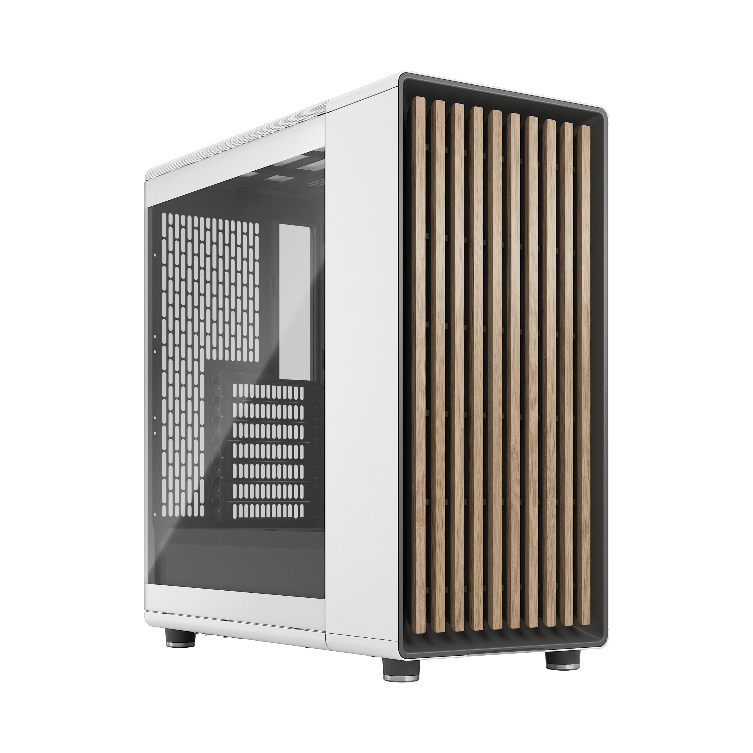 Fractal Design North White PC Case - ATX, Micro ATX, Mini-ITX - Tempered Glass - 3x 3.5" Bays