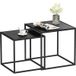 Lot de 2 tables basses gigognes carrées avec cadre en acier robuste, grande table 40 cm et petite table 35 cm, tables d'appoint modernes pour salon, noir