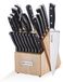 Jeu de couteaux de cuisine de 19 pièces, en acier inoxydable allemand, avec socle en bois, de couleur noire