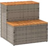 vidaXL Hottub-opstap - 50x50x50,5cm - poly rattan&massief acaciahout - gris