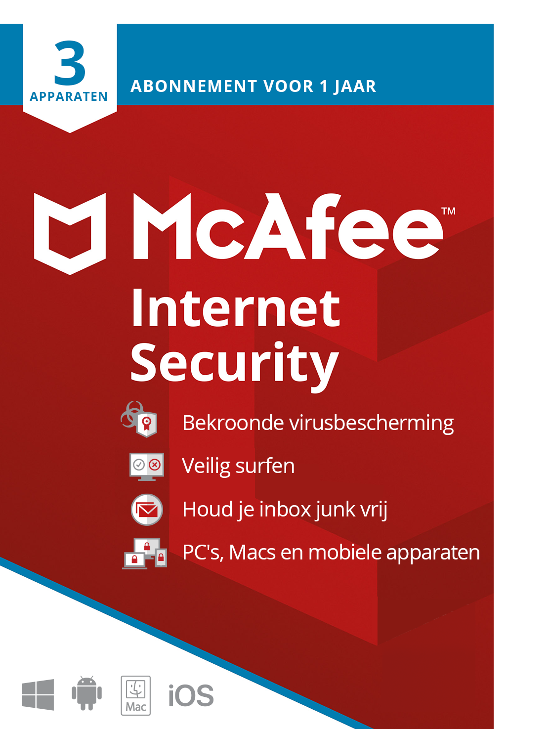 McAfee Internet Security 2021 | 3Apparaten - 1jaar | Windows - Mac - Android - iOS