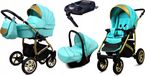 BabyLux® Gold Lux | Set de poussette 4en1 | Menthe | Poussette combinée | Ensemble de poussettes | Base Isofix