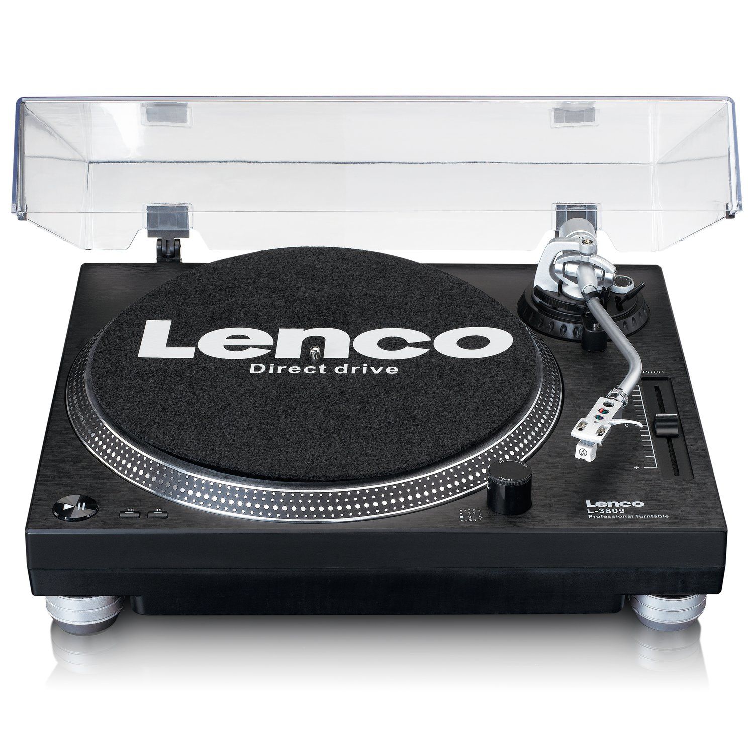 Lenco L-3809 Direct Drive Turntable - Black/Silver - Manual