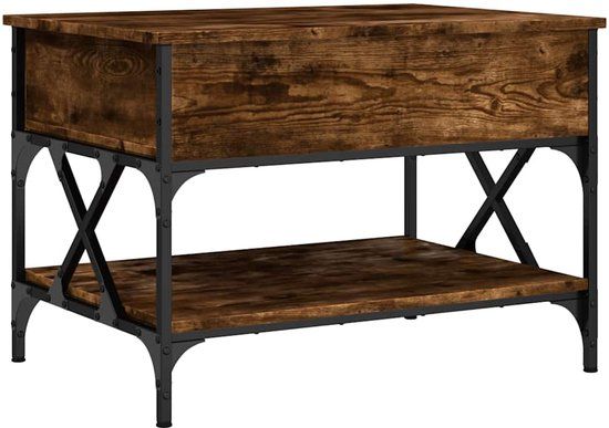 vidaXL Salontafel 70x50x50 cm bewerkt hout en metaal gerookt eiken