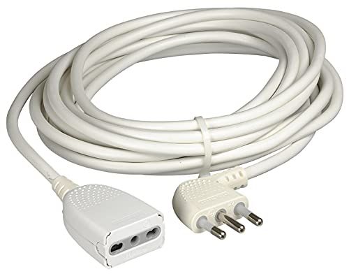 BTicino 2528B Huiselijke verlengkabel 5 meter met stekker 16 A en tweepolige stopcontact, 10/16 A, wit