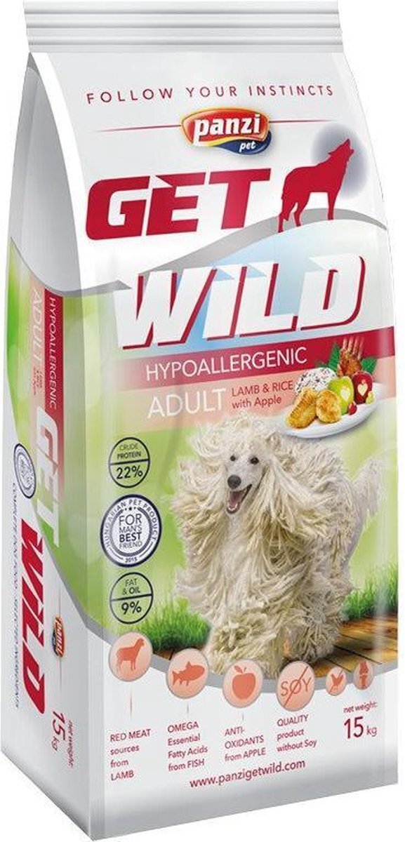 Panzi-Pet Get Wild - Hondenvoer - Hypoallergenic Lamb - 15kg