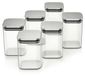 Arendo Pots de stockage, Set de 6, 1,65 Litre, Verre borosilicaté, Acier inoxydable
