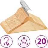 vidaXL - 20-delige Kledinghangerset - Anti-slip - Hardhout