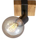 Briloner WOOD BASIC - Wandlamp - Draaibaar - E27 - Zwart Hout en Metaal