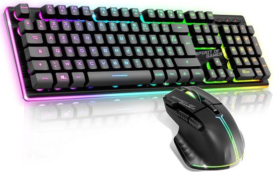 Spirit of Gamer CLS-MK600SBK Toetsenbord Inclusief Muis Gamen USB AZERTY Frans Zwart