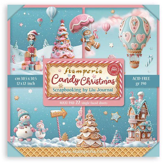 Stamperia Candy Christmas 12x12 Inch Paper Pack Maxi (Single Face)