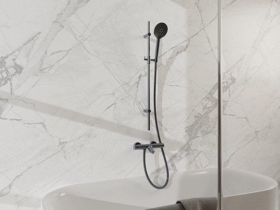FortiFura Calvi badkraan met glijstangset met ronde handdouche, gunmetal