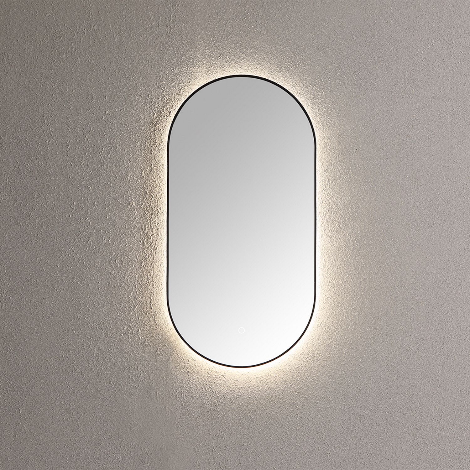 Sanilux Spiegel ovaal met direct led 90x45 cm mat zwart
