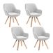 MEUBLE COSY Set van 4 Scandinavische eetkamerstoelen, kaptafel, draaistoel met armleuningen, voor slaapkamer, woonkamer, keuken, kantoor, bekleed met stof, poten van massief hout, beige