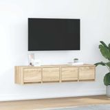 Meuble TV 2 pièces 60x31x25,5 cm bois traité couleur chêne sonoma