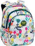 Coolpack Schooltas Rugzak 3 compartimenten 21L Wit / Roze / Groen Bloemen