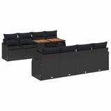 vidaXL Tuinbank Set 7-delig Zwart