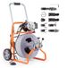 VEVOR Buisreinigingsmachine, 75 voet x 1/2 inch, Automatische Rioolreinigingskabel op wielen, Draagbare Rioolreinigingsmachine met 8 snijbladen en luchtgeactiveerde voetschakelaar voor 2 tot 4 inch buizen