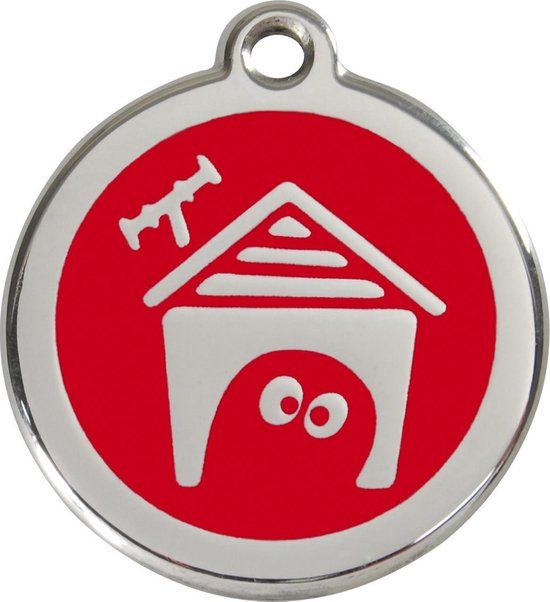 Red Dingo Penning 20mm 1DHRS Rood met hondenhok Hond S RVS