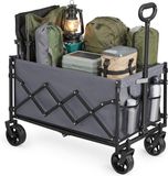 SONGMICS Kleine handwagen, opvouwbaar, tuinwagen, compact, met handgreep | Met 4 versterkte wielen, waarvan 2 universele wielen, tot 120 kg belastbaar, 150 l