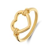 Lucardi Dames Stalen goldplated ring hart voor dames - Ring - Staal - Goudkleurig - 19 / 60 mm