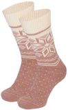 Apollo Wollen huissokken/slofsokken Nordic - dames - lichtroze - maat 39-42