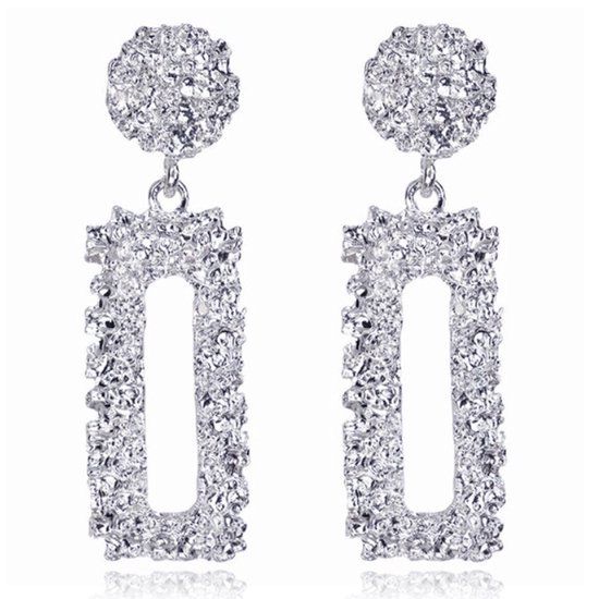 Cilla Jewels Lookinggoodtoday Cilla Chunky Rechthoekige Oorbellen - Silver