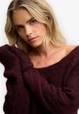 Superdry - Geborstelde Trui met Boothals Relaxed Pasvorm - Dames - Rood - Maat 10