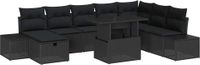 vidaXL Tuinbank - Set - 9 - st - Zwart - poly - rattan