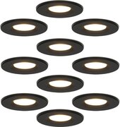 HOFTRONIC - 10x Venezia Badkamer spotjes Zwart - Kleine inbouwdiepte 45mm - 2700K Extra warm wit - IP65 inbouwspots voor badkamer, keuken en woonkamer - 6 Watt 650 Lumen