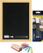 Securit Schoolbord/krijtbord 30 x 40 cm met krijtjes 2x witte krijtstiften, 12x kleur krijtjes en een bordwisser - Schoolborden set