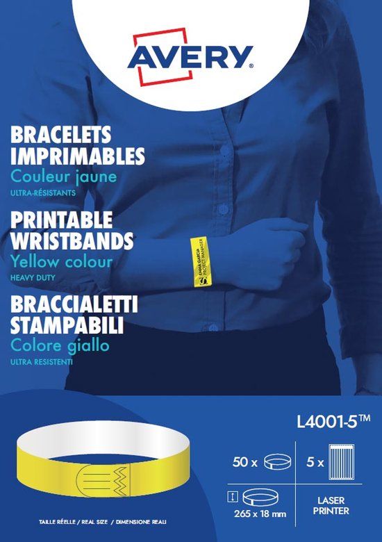 Avery L4001-5 Printeretiket Geel
