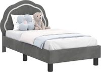 vidaXL Peuterbedframe met hoofdboard Donkergrijs 70 x 140 cm Fluweel
