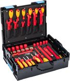 HAZET 150/39 VDE-gereedschapsset, geïsoleerd, 39-delig, voor werkzaamheden aan hoogspanningsinstallaties, vierkant 1/2 inch, tractieprofiel, in HAZET L-Boxx'.