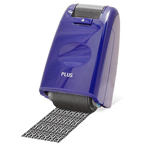 PLUS Japan, rolstempel, camouflage, blauw, tekstzwart, identiteitsbescherming
