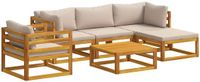 vidaXL - Bankstel - 2 zitplaatsen - Taupe - Massief Acacia Hout