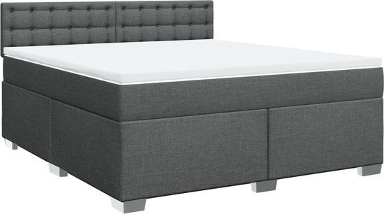vidaXL Boxspring met matras stof donkergrijs 180x200 cm