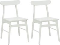 vidaXL Eetkamerstoel 2 stuks Massief Rubberhout Wit 43 x 44,5 x 77 cm