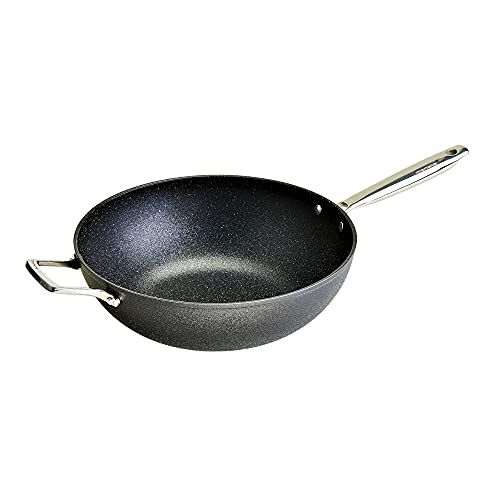 Moneta Harmonia Wok - 32 cm - 1 Handvat + Handgreep - Geschikt voor Alle Kookplaten