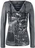 Rock Rebel by EMP Grijs shirt met lange mouwen en vetersluiting - Dames - XL