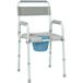 Chaise percée de toilette pliable antidérapante à hauteur réglable, siège et accoudoirs rembourrés, charge 150 kg, gris
