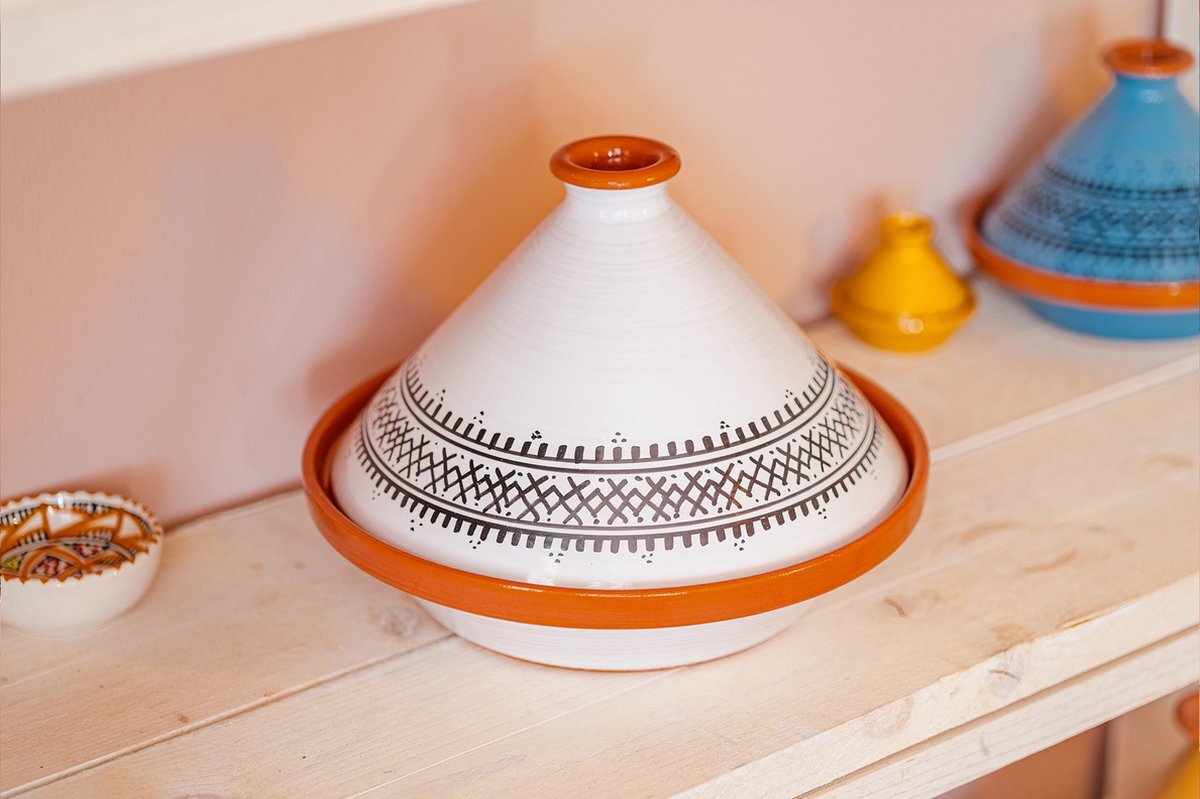 Souk Breda Kook Tajine voor Inductie, Gas, Oven Amazigh Wit XL Pan