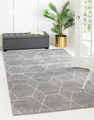 Unique Loom Trellis Frieze Collectie - Marokkaanse stijl tapijt - lichtgrijs - 122 x 183 cm - 0889919531412