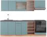 Vicco R-Line Complete keukeneenheid – 240 cm, WB Antraciet Blauw-grijs/gouden eik