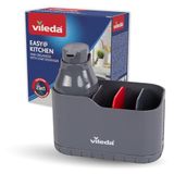 Vileda Spoelbakorganizer, met afwasmiddeldispenser van kunststof, sponshouder, zeepdispenser voor sponzen en borstels, duurzaam en roestvrij